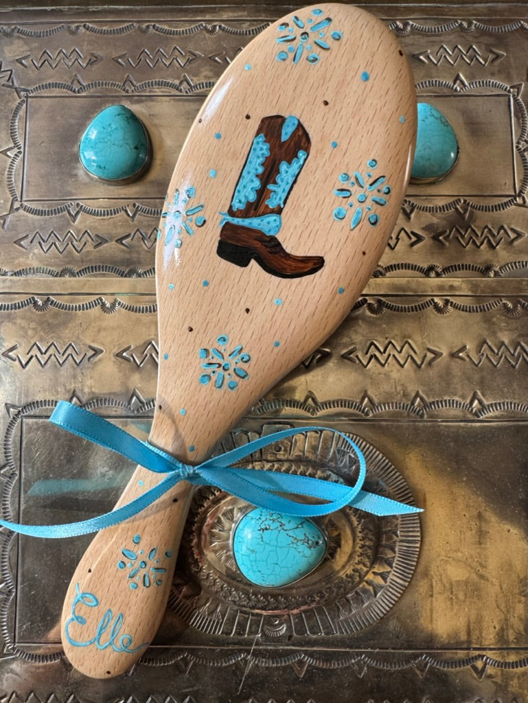 Turquoise Boot Hairbrush